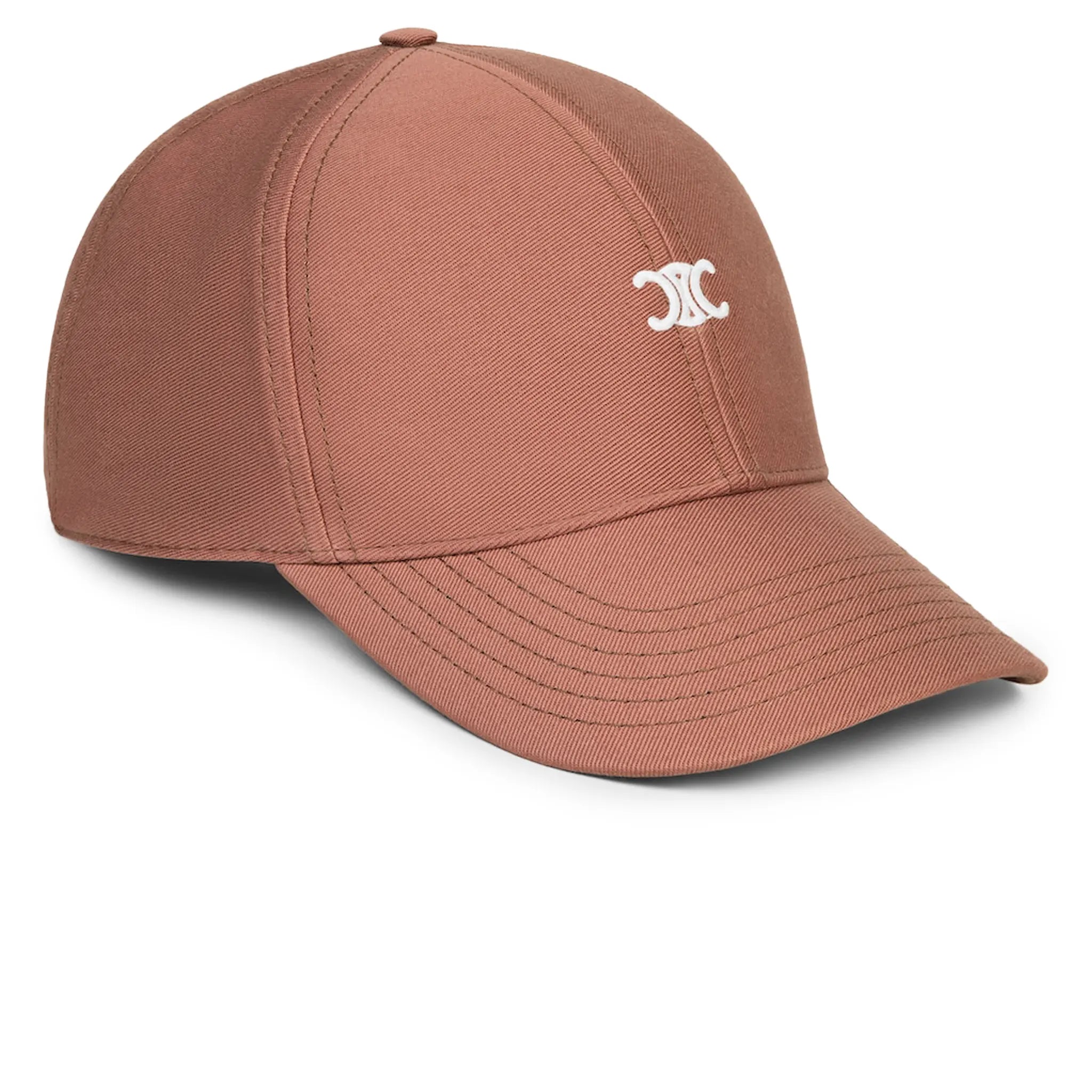 Front Side View of Celine Triomphe Gabardine Coton Washed Cuivre Rose Baseball Cap CAP AA0B3234X_CAX5
